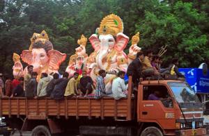 Ganesh statues on the move.